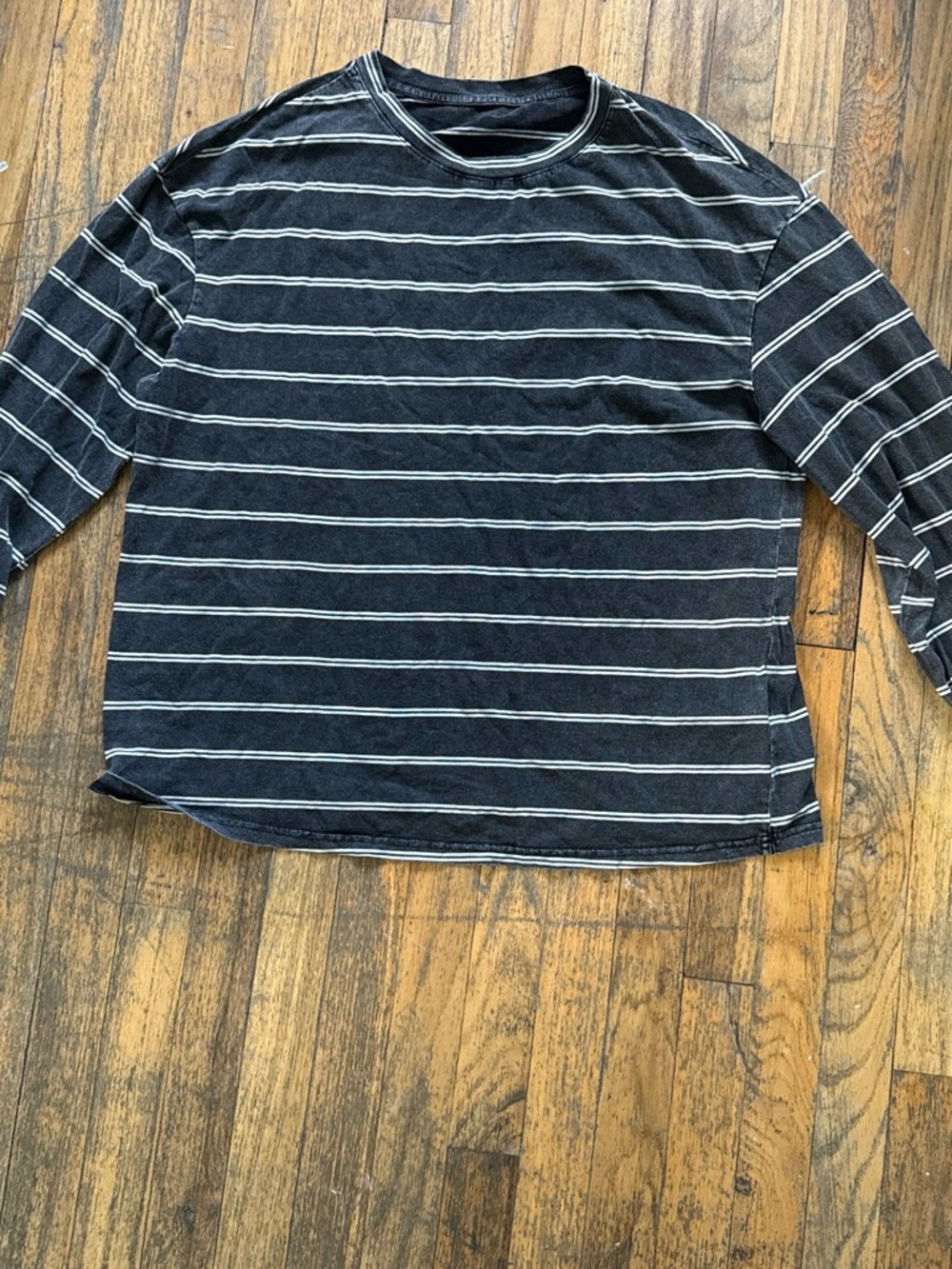 SHEIN Black Long-Sleeve Striped Tee for Kids